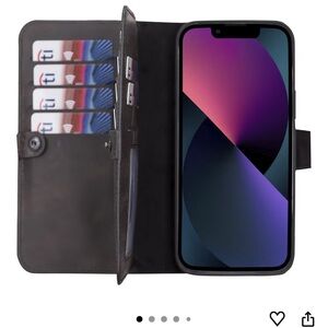 iPhone 13 Pro Max Hardiston genuine premium leather wallet cellphone case.